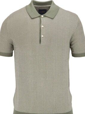 Guide London Green/Stone 2 Tone Jacquard Knit Short Sleeve Polo